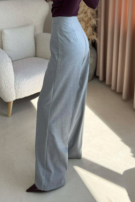 WIDE LEG SIMPLE WOMEN TROUSERS LIGHT GREY/GZ - 4