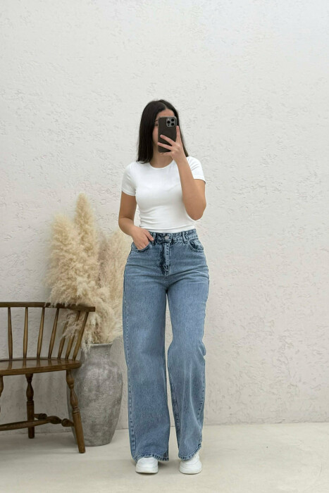 WIDE LEG WOMAN JEANS BABY BLUE/BLU BY - KLAUDIO FASHION