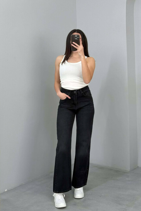 WIDE LEG WOMAN JEANS BLACK/ E ZEZE - KLAUDIO FASHION