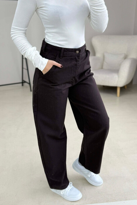 WIDE LEG WOMEN JEANS DARK BROWN/KAE - 2