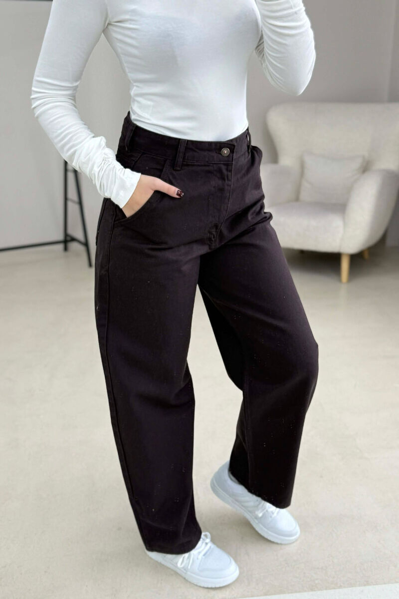 WIDE LEG WOMEN JEANS DARK BROWN/KAE - 2