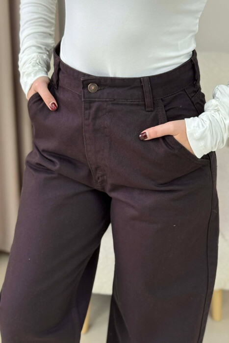 WIDE LEG WOMEN JEANS DARK BROWN/KAE - 3