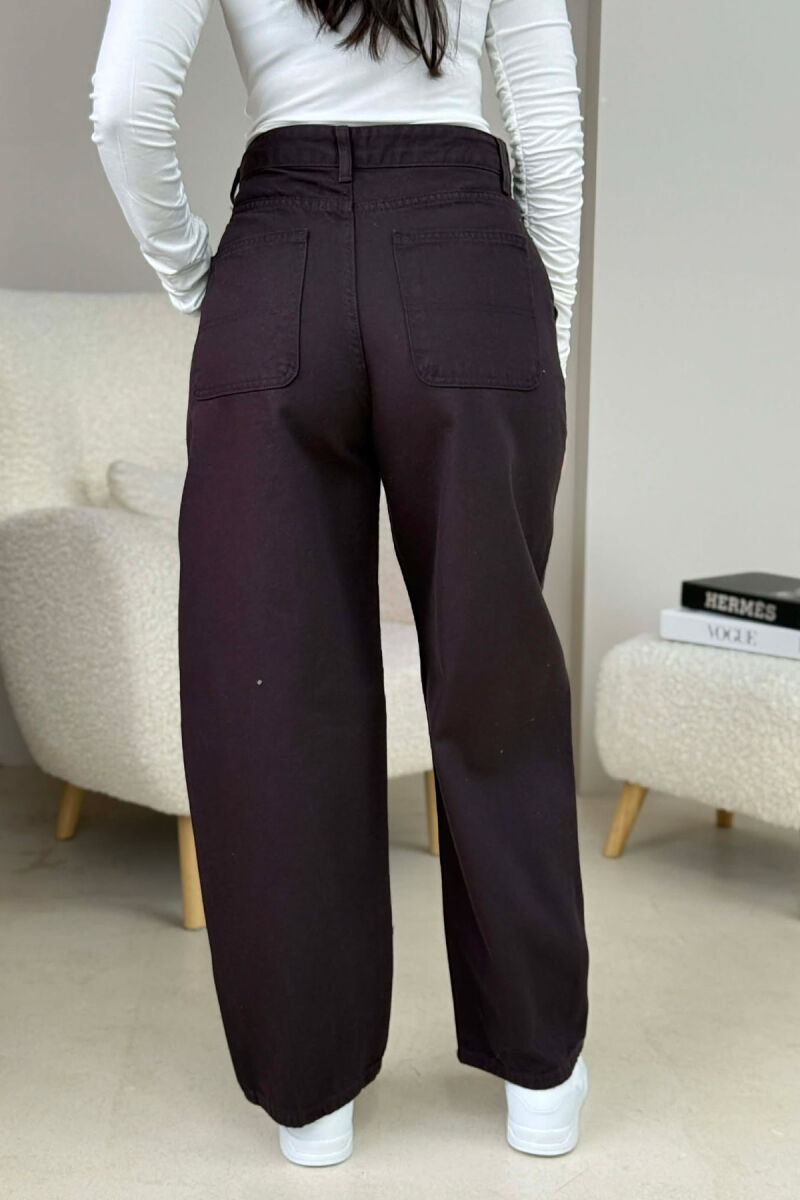 WIDE LEG WOMEN JEANS DARK BROWN/KAE - 4