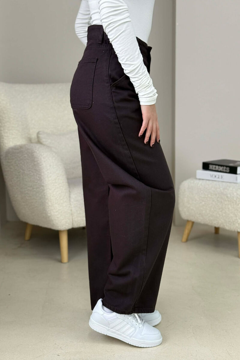 WIDE LEG WOMEN JEANS DARK BROWN/KAE - 5