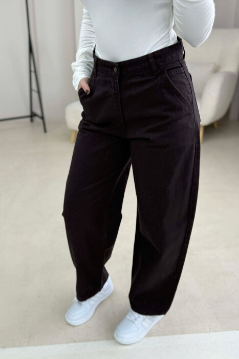 WIDE LEG WOMEN JEANS DARK BROWN/KAE - 1