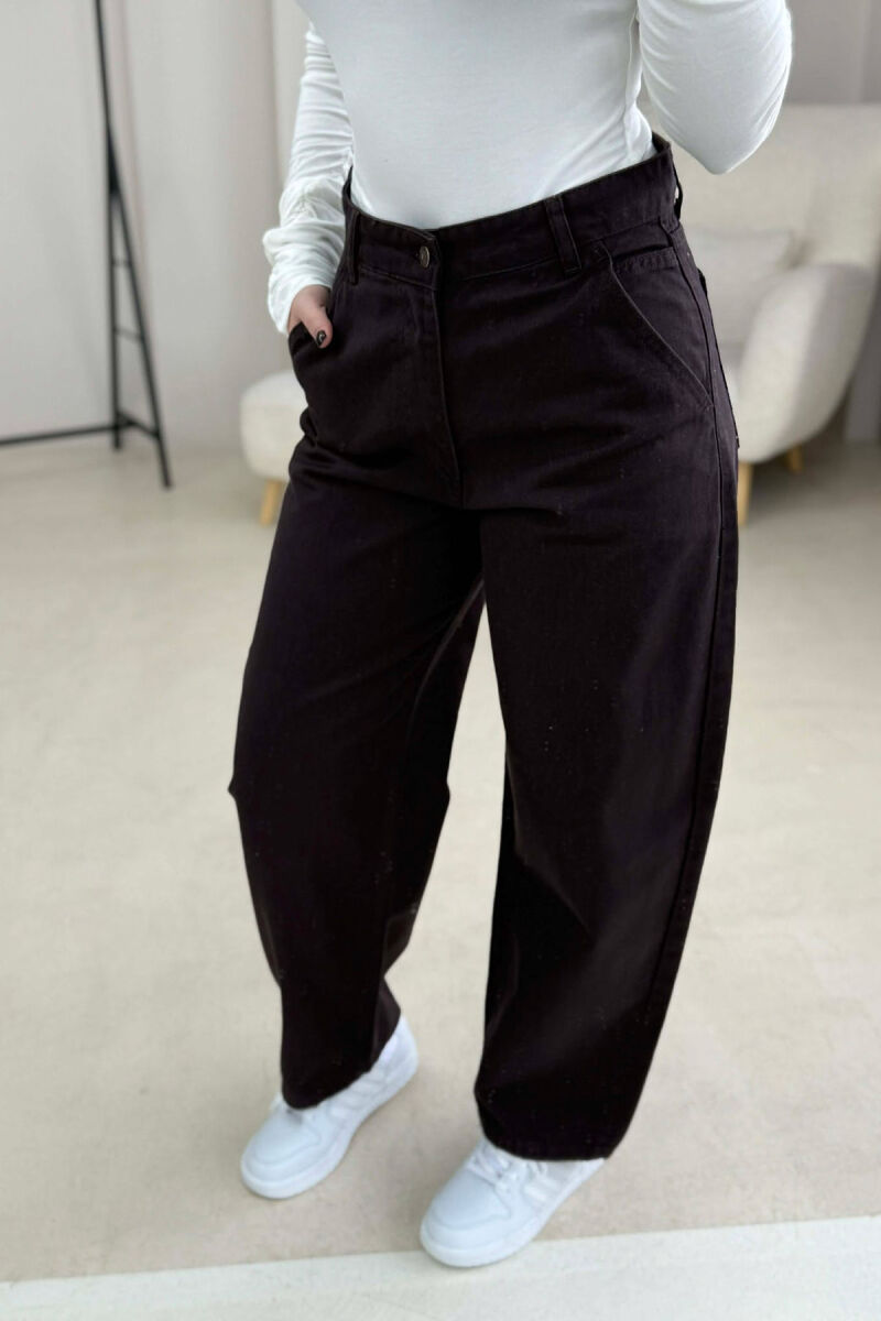 WIDE LEG WOMEN JEANS DARK BROWN/KAE - 1