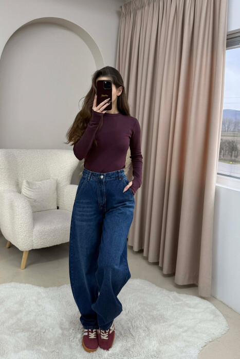 WIDE LEG WOMEN JEANS ELECTRIC BLUE/BLEL - 2