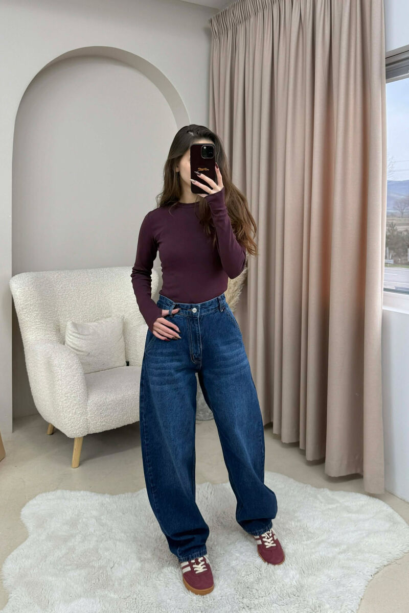 WIDE LEG WOMEN JEANS ELECTRIC BLUE/BLEL - 3