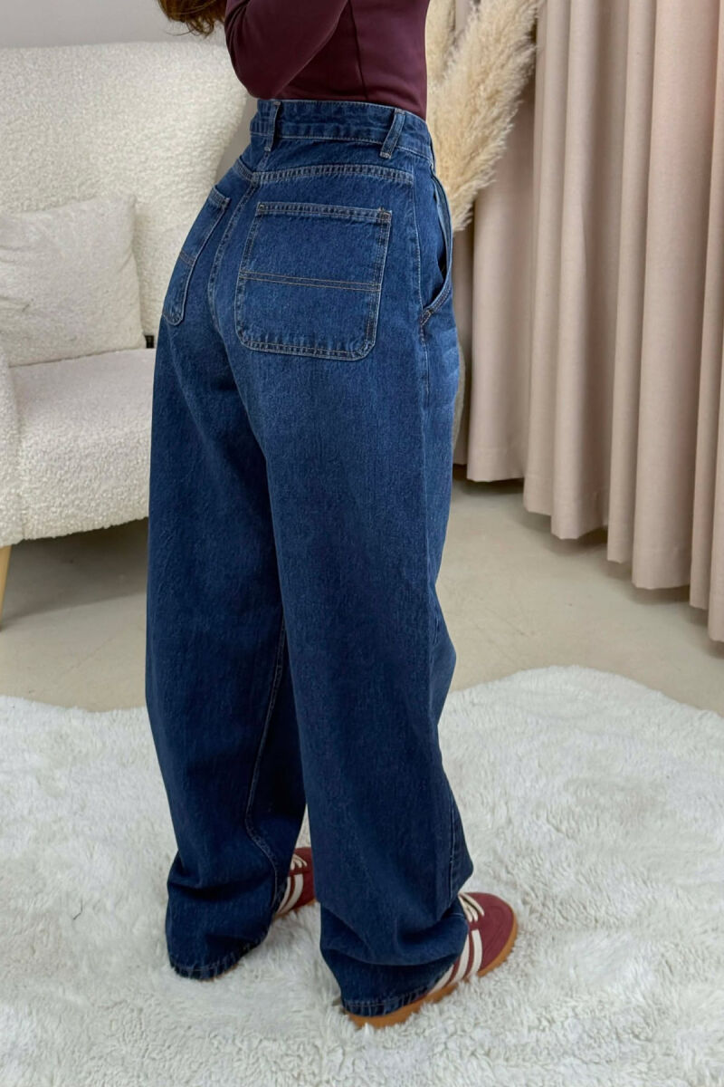 WIDE LEG WOMEN JEANS ELECTRIC BLUE/BLEL - 4