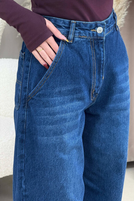 WIDE LEG WOMEN JEANS ELECTRIC BLUE/BLEL - 5