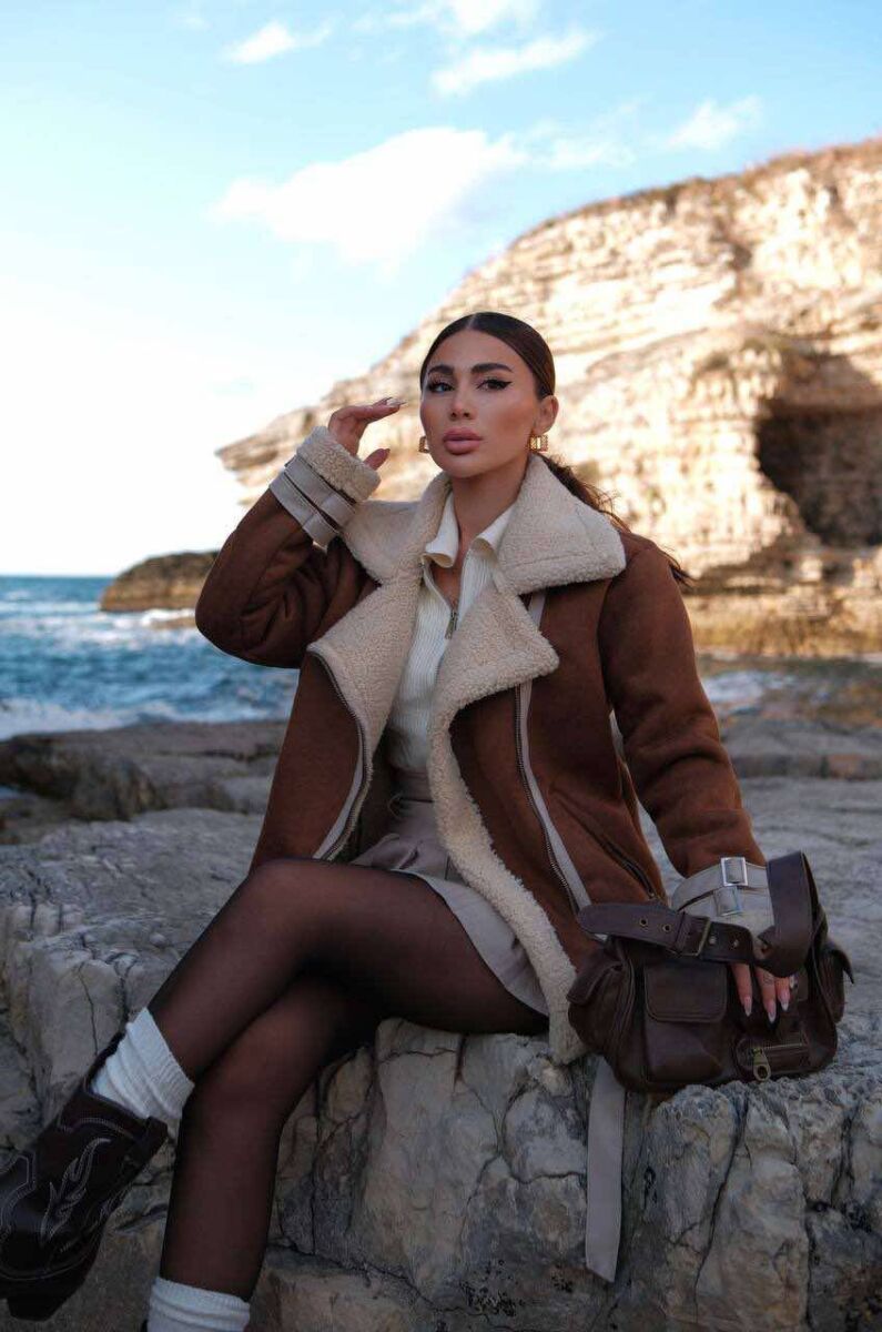 WOOL BELT WOMAN JACKET LIGHT BROWN/KAZB - 3