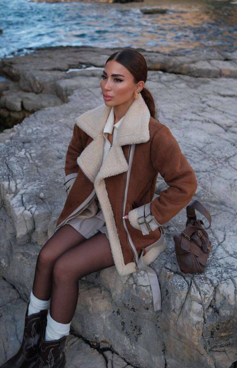 WOOL BELT WOMAN JACKET LIGHT BROWN/KAZB - 5