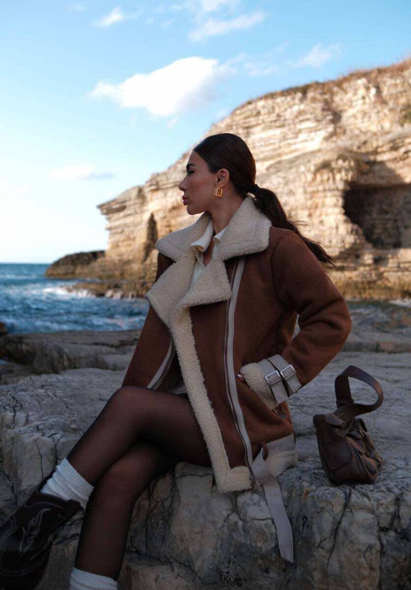 WOOL BELT WOMAN JACKET LIGHT BROWN/KAZB - 6