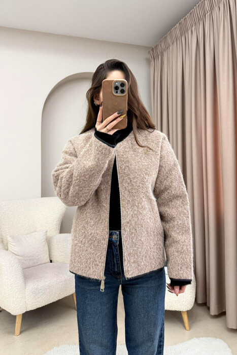 WOOL SIMPLE WOMEN JACKET BEIGE/BEZHE - 2