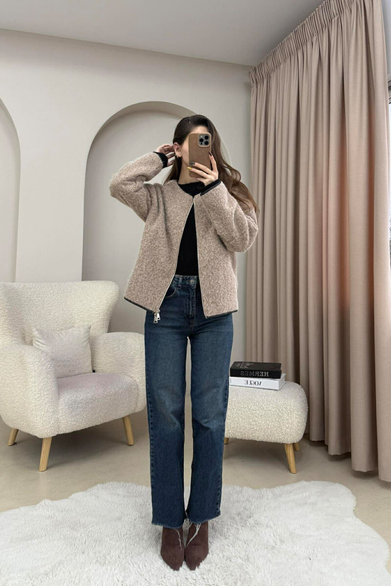 WOOL SIMPLE WOMEN JACKET BEIGE/BEZHE - 3