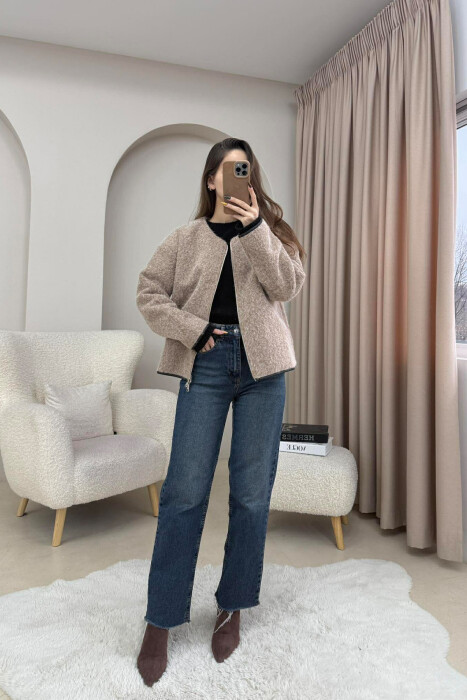 WOOL SIMPLE WOMEN JACKET BEIGE/BEZHE - 4