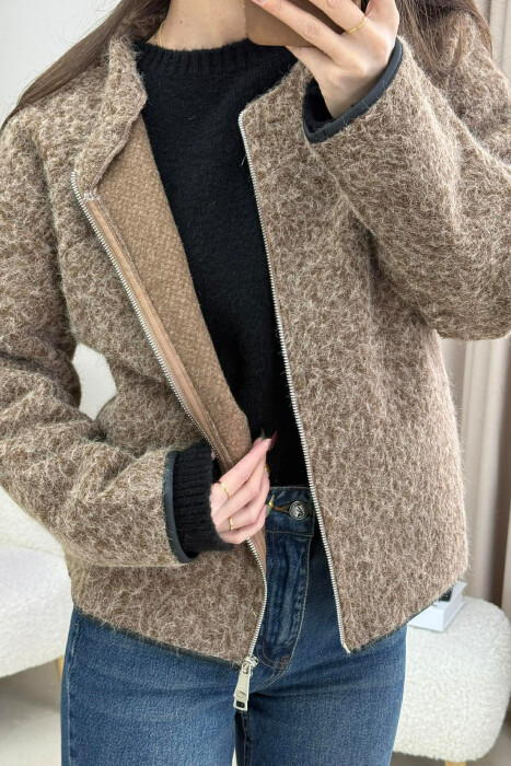 WOOL SIMPLE WOMEN JACKET BROWN/KAFE 