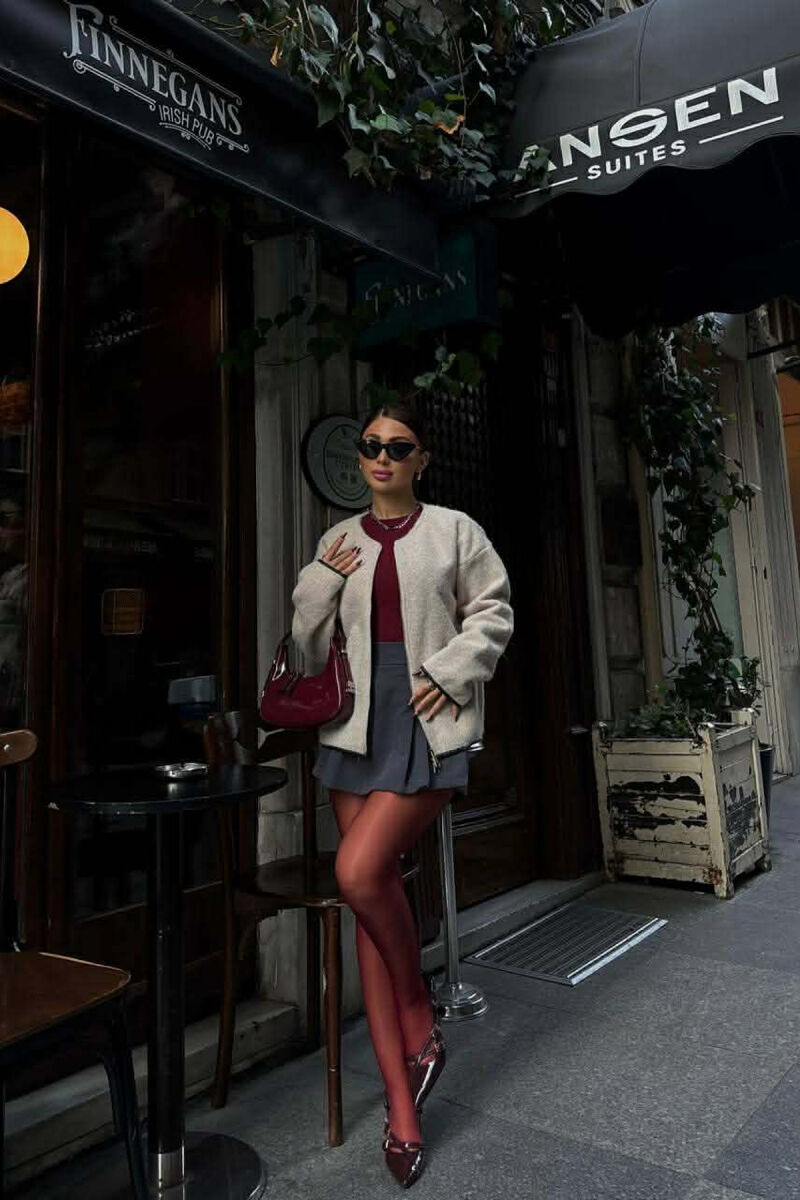 WOOL SIMPLE WOMEN JACKET CREAM/KREM - 3