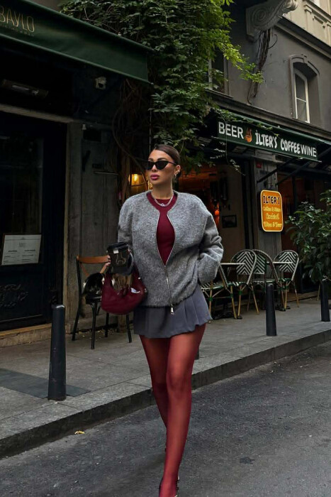 WOOL SIMPLE WOMEN JACKET GREY/GRI - 2