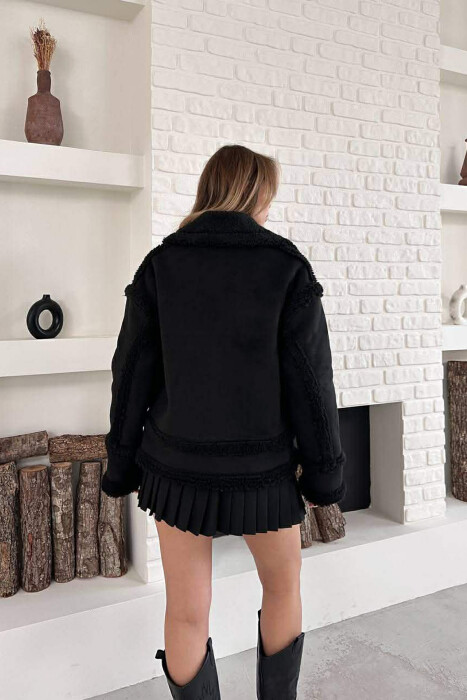 WOOL ZIP UP WOMAN JACKET BLACK/ E ZEZE - 3