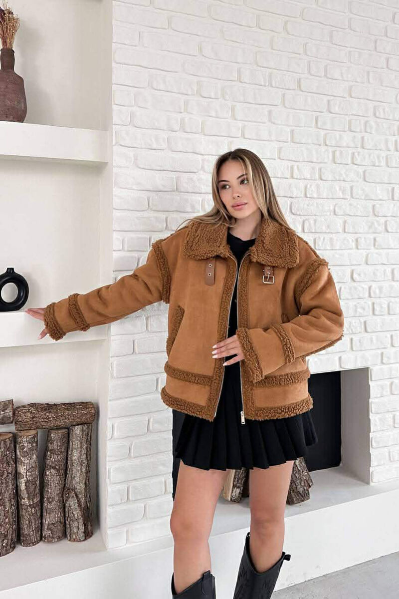 WOOL ZIP UP WOMAN JACKET BROWN/KAFE - 3