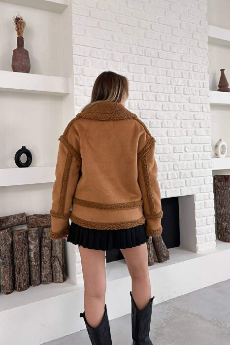 WOOL ZIP UP WOMAN JACKET BROWN/KAFE - 4