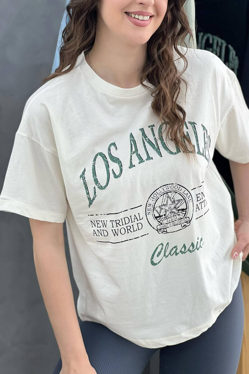 WRITING WOMEN T-SHIRT CREAM/KREM - 2