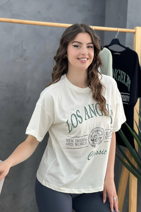 WRITING WOMEN T-SHIRT CREAM/KREM - 3