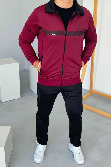 WRITTINGS JACKET+SWEATPANTS ONE COLOR MEN SET BURGUNDY/VISHNJE 