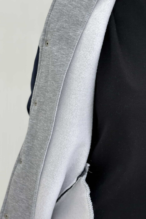 XHAKETË BOMBER E THJESHTË ME PUSH PËR FEMRA NË NGJYRËN GRI ME VISHNJË - 2