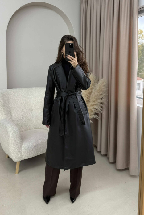 PARDESY E GJATË LËKURE ME LIDHËSE PËR FEMRA NË NGJYRË TË ZEZË - 6