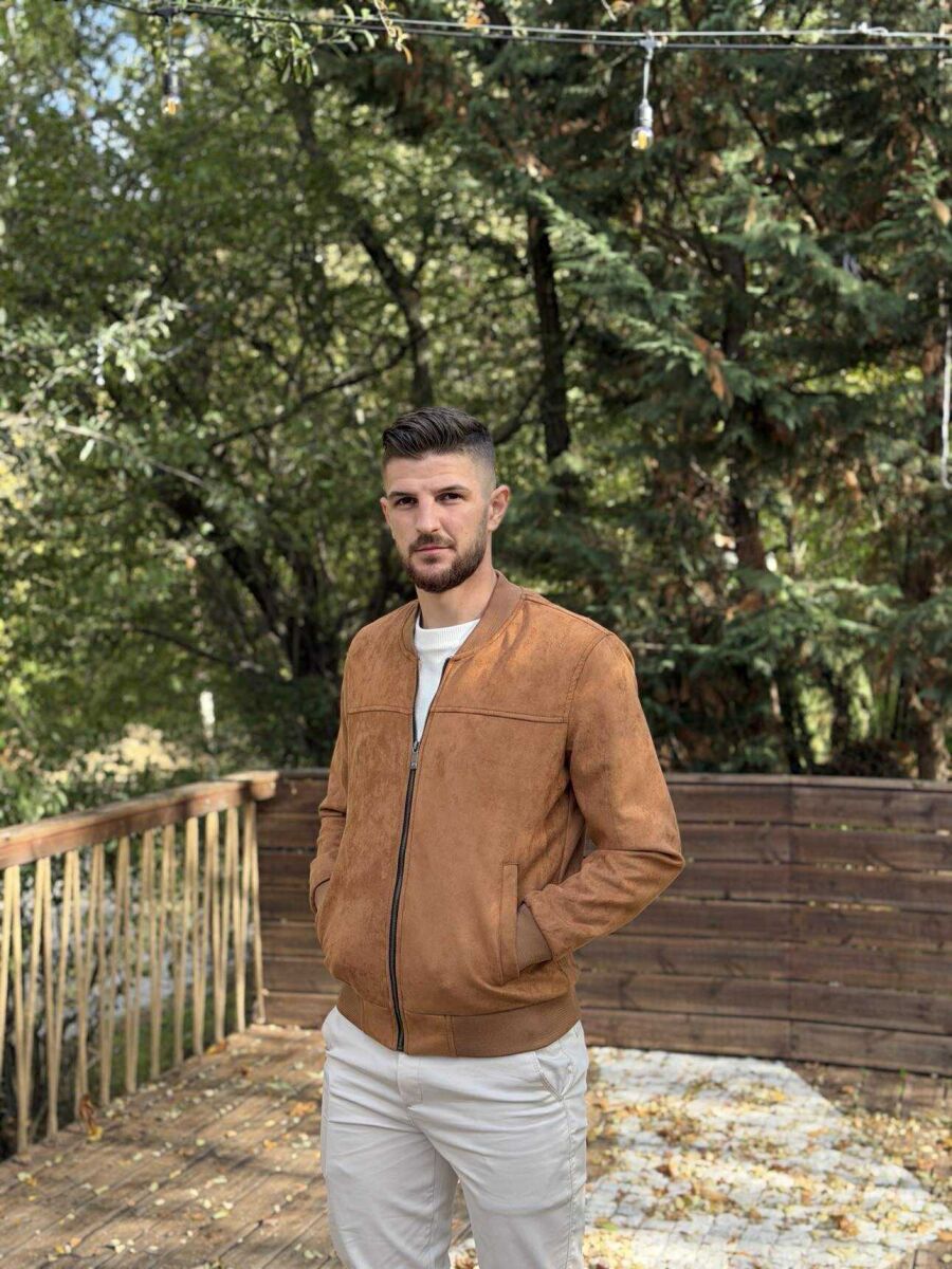 XHAKETË E THJESHTË NJË NGJYRËSHE PËR MESHKUJ NË NGJYRË KAFE TË ERRËT - 8