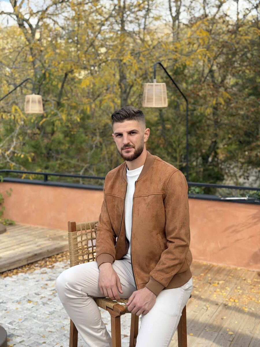 XHAKETË E THJESHTË NJË NGJYRËSHE PËR MESHKUJ NË NGJYRË KAFE TË ZBARDHUR - 8