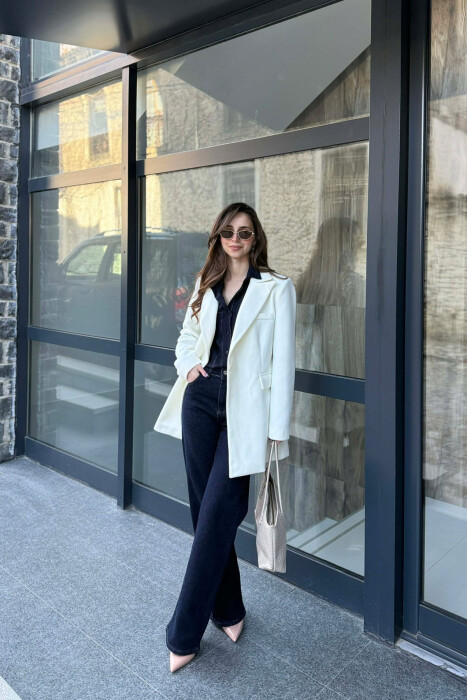 XHAKETE E THJESHTE NJE NGJYRESHE ME BUTONA PER FEMRA NE NGJYRE KREM - 2