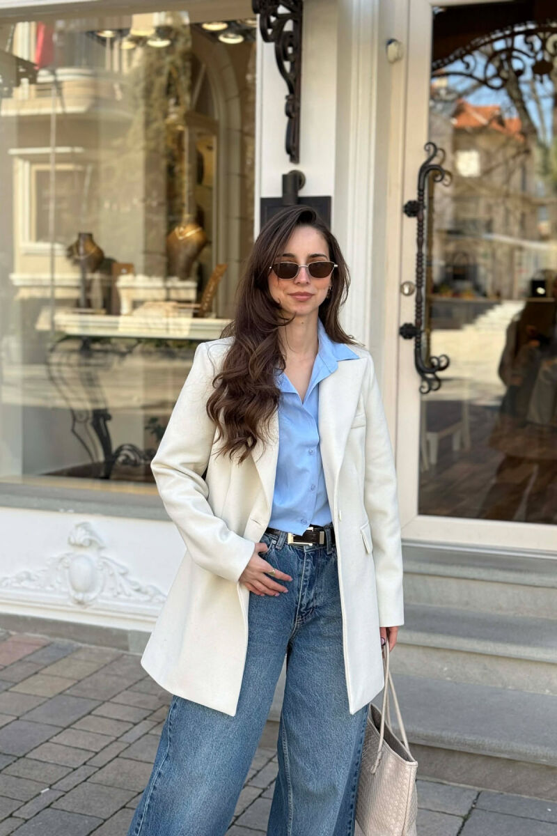 XHAKETE E THJESHTE NJE NGJYRESHE ME BUTONA PER FEMRA NE NGJYRE TE BARDHE ANTIKE - 1