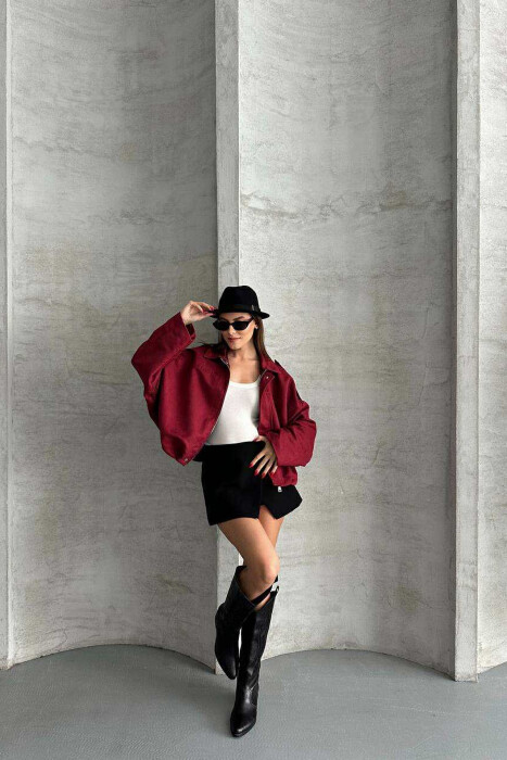 XHAKETË E THJESHTË NJË NGJYRËSHE PËR FEMRA NË NGJYRË VISHNJË - 7