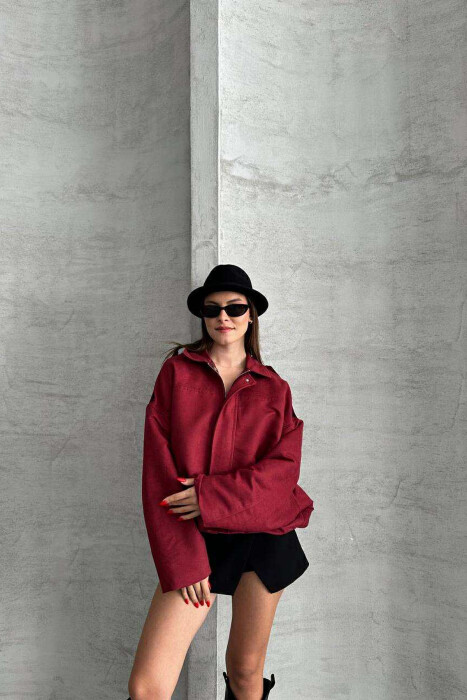 XHAKETË E THJESHTË NJË NGJYRËSHE PËR FEMRA NË NGJYRË VISHNJË - 8