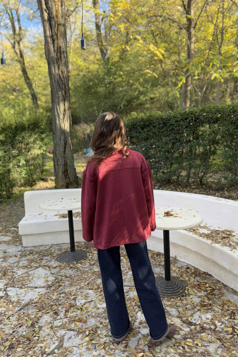 XHAKETË E THJESHTË NJË NGJYRËSHE PËR FEMRA NË NGJYRË VISHNJË - 9