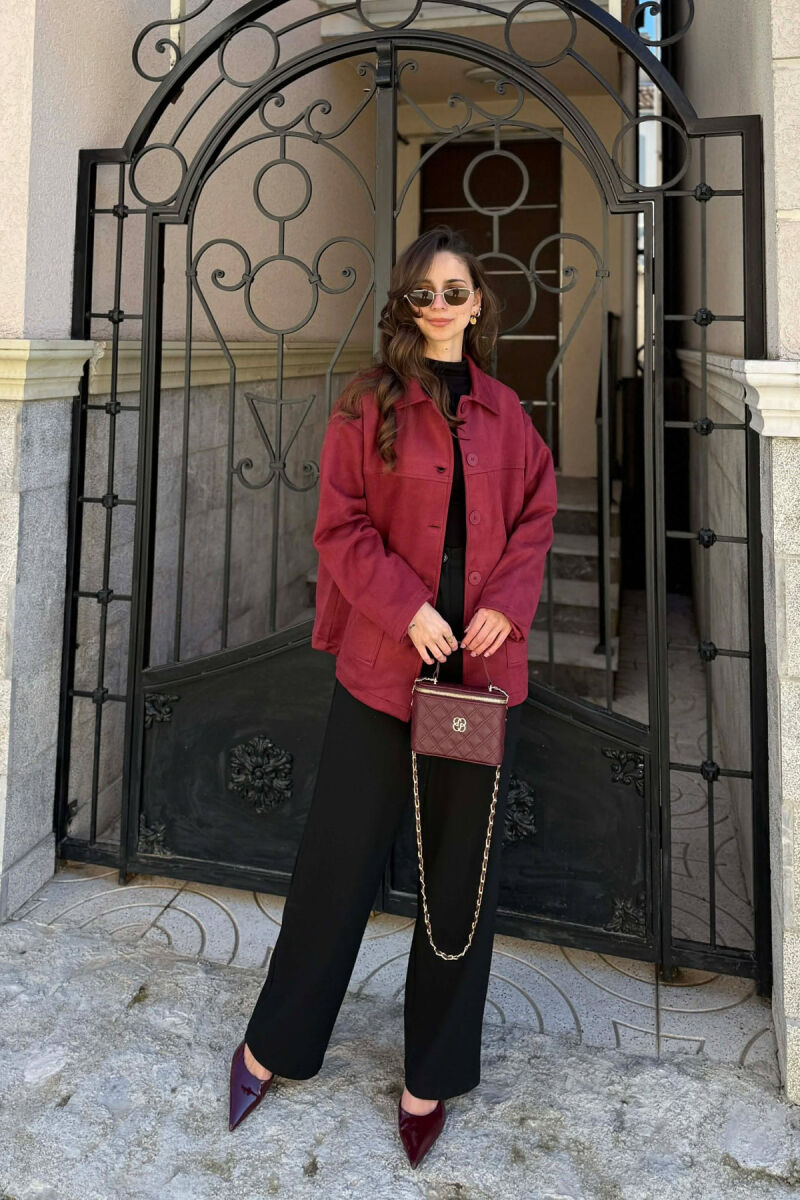 XHAKETË E THJESHTË NJË NGJYRËSHE PËR FEMRA NË NGJYRË VISHNJË - 2