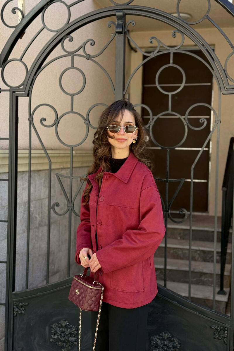 XHAKETË E THJESHTË NJË NGJYRËSHE PËR FEMRA NË NGJYRË VISHNJË - 3