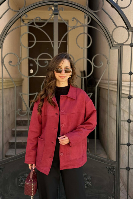 XHAKETË E THJESHTË NJË NGJYRËSHE PËR FEMRA NË NGJYRË VISHNJË - KLAUDIO FASHION