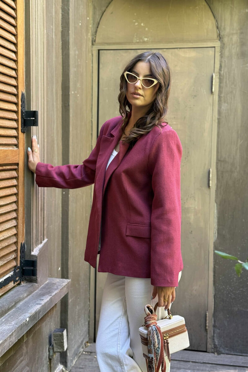 XHAKETË E THJESHTË NJËNGJYRËSHE PËR FEMRA NË NGJYRËN VISHNJË - 2