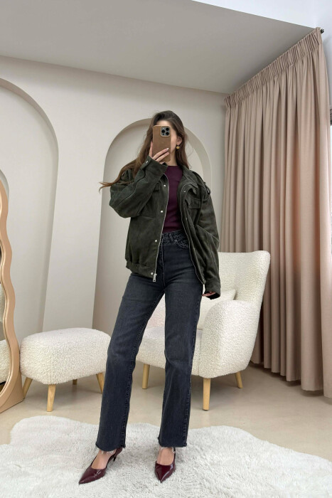 XHAKETË KAMOSH ME ZINXHIR DHE BUTONA PER FEMRA NË NGJYRE JESHILE TE ERRET - 3