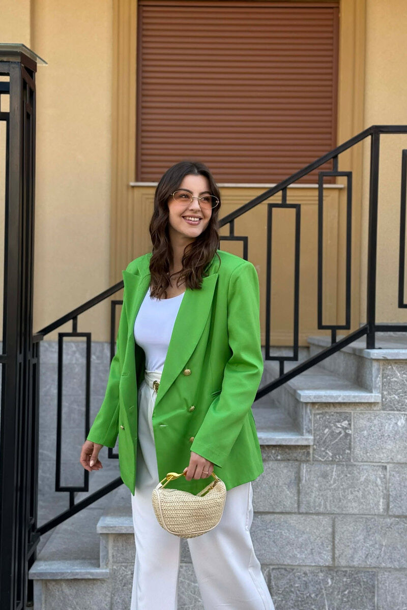 XHAKETE KLASIKE ME BUTONA GOLD PER FEMRA NE NGJYRE JESHILE TE ZBARDHUR - 2