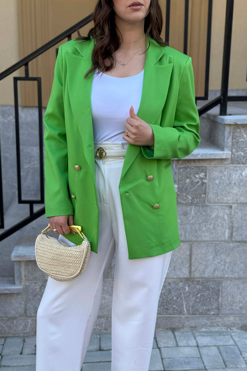 XHAKETE KLASIKE ME BUTONA GOLD PER FEMRA NE NGJYRE JESHILE TE ZBARDHUR - 3