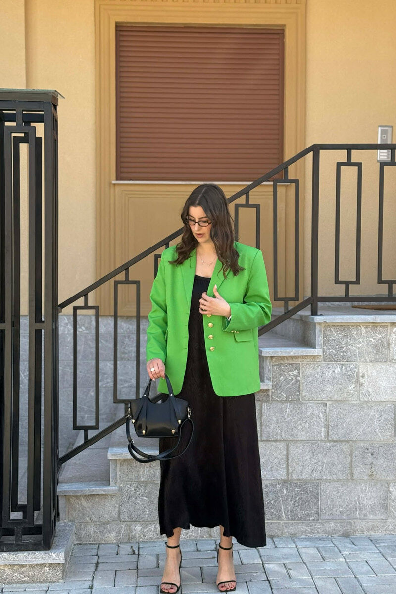 XHAKETE KLASIKE ME BUTONA GOLD PER FEMRA NE NGJYRE JESHILE TE ZBARDHUR - 1