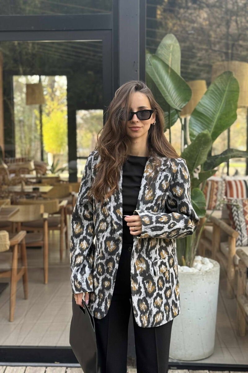 XHAKETE KLASIKE ME DIZAJN LEOPARDI PER FEMRA NE NGJYRE GRI - 2