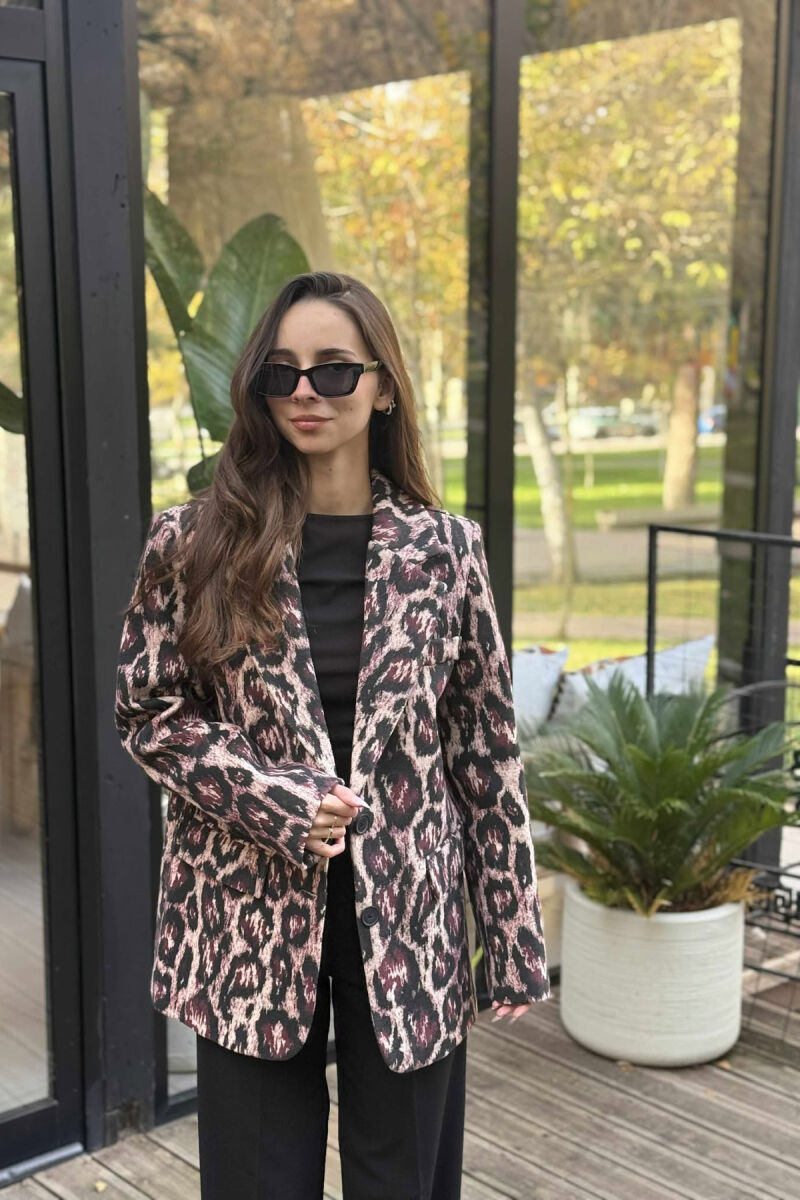 XHAKETE KLASIKE ME DIZAJN LEOPARDI PER FEMRA NE NGJYRE VISHNJE - 2