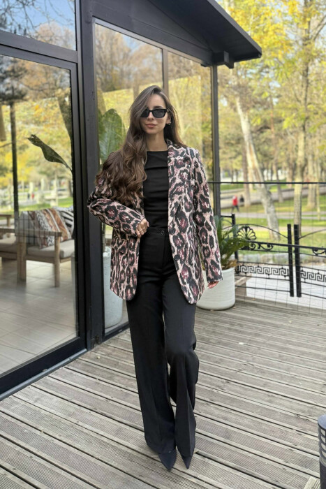 XHAKETE KLASIKE ME DIZAJN LEOPARDI PER FEMRA NE NGJYRE VISHNJE - 4