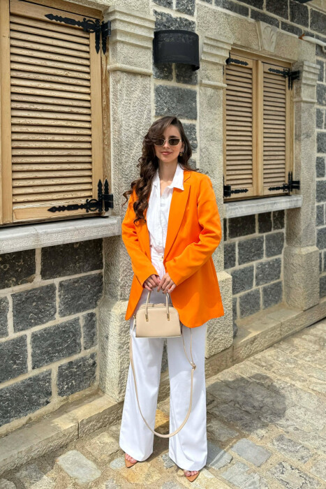 XHAKETE KLASIKE ME NJE BUTON GOLD PER FEMRA NE NGJYRE PORTOKALLI - 3